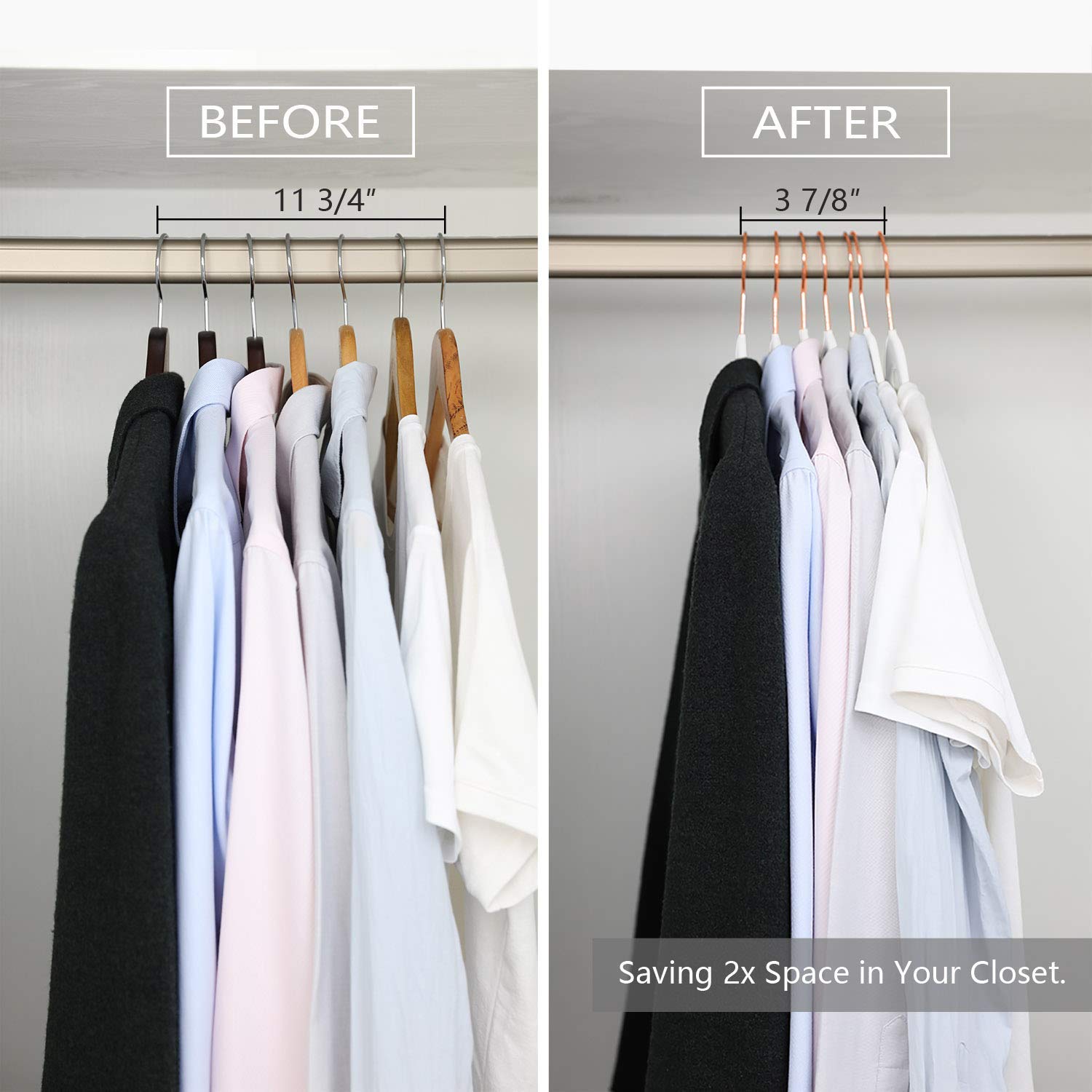 Mizgi Premium Velvet Hangers (60 Pack) Heavy Duty - Non Slip Felt Hangers - Velvet Suit Hangers White - Rose Gold Hooks,Space Sa